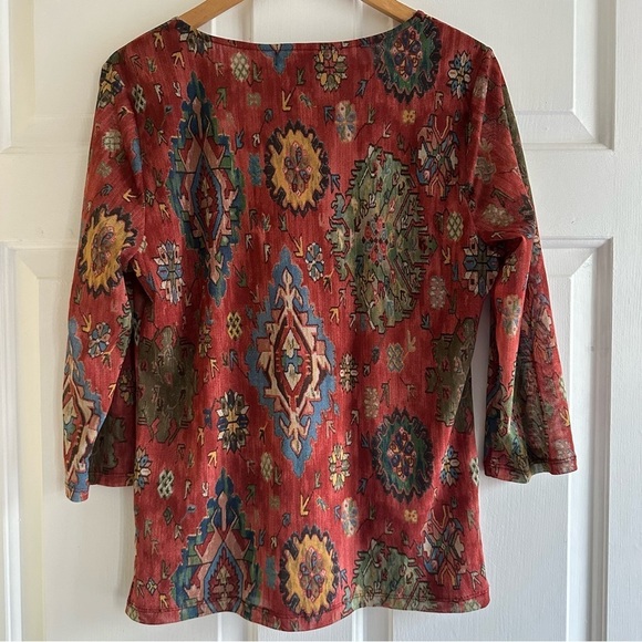 Chaps Y2K Babydoll Women’s XL Mesh Aztec Tribal Print Top Stretch Boho Fairy - Picture 5 of 8